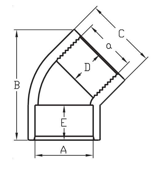 Cot 45° Pvc - U (Filet Interior La Un Capăt)
