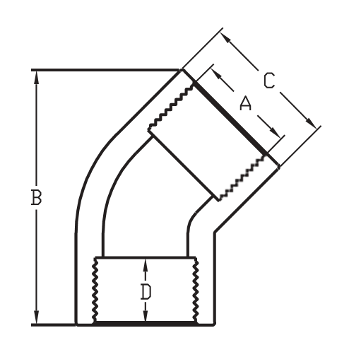 Cot 45° Pvc - U (Filet Interior La Ambele Capete)
